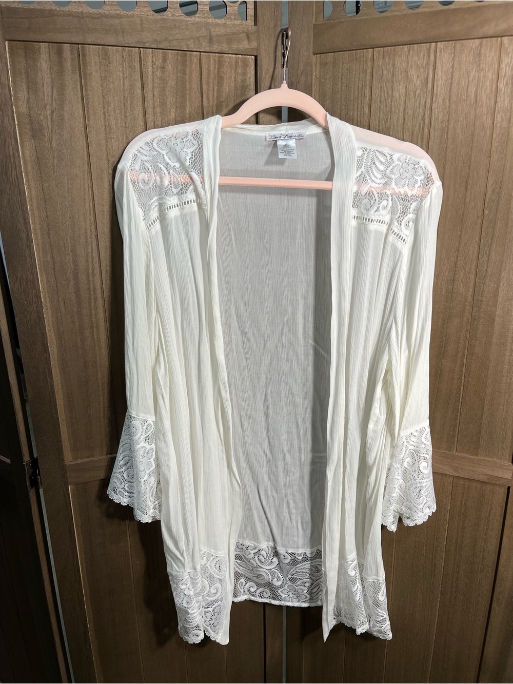Linea Donatella White Lace-Trim Cover-up or Robe- Bridal Wear Size L/XL